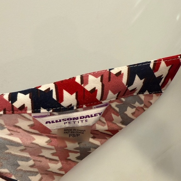 Allison Daley Petite Small Red and Blue Patterned Blouse - Picture 4 of 7